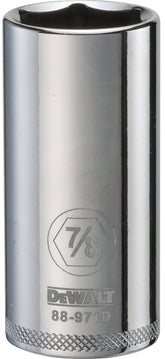 DeWALT DWMT88971OSP Drive Socket, 7/8 in Socket, 3/8 in Drive, 6-Point, Vanadium Steel, Polished Chrome